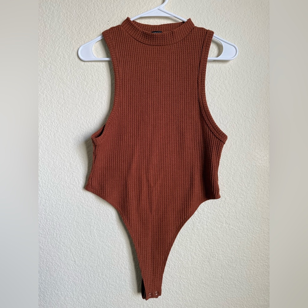 Forever 21 Women’s Waffle Knit Rust Bodysuit